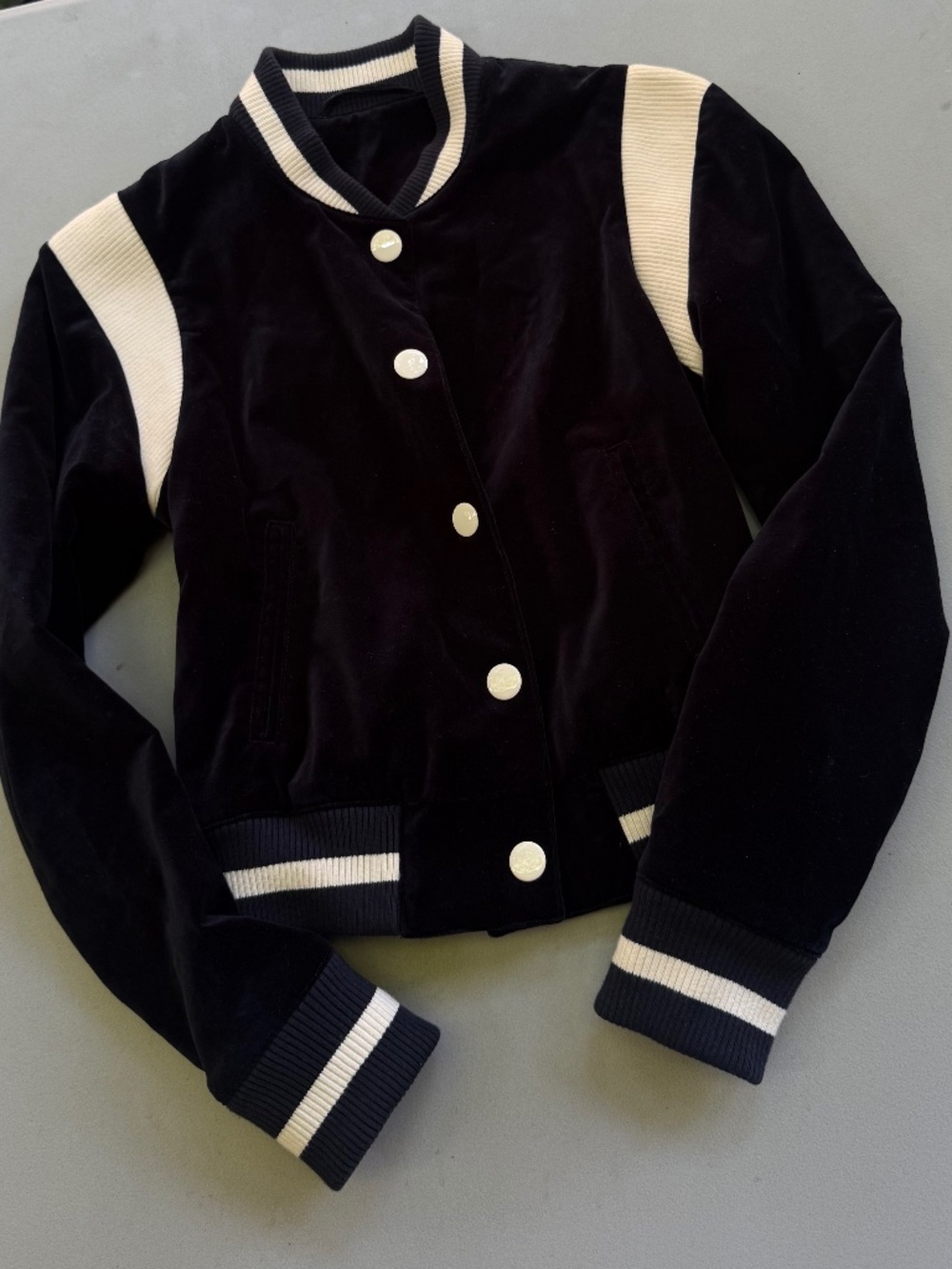 & Other Stories Velvet Varsity Bomber Jacket – Size S